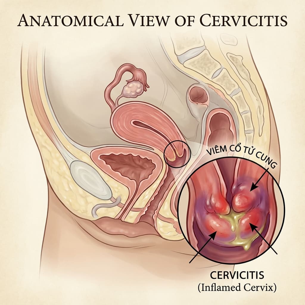 Viêm cổ tử cung: Nguyên nhân, Dấu hiệu và Cách điều trị an toàn